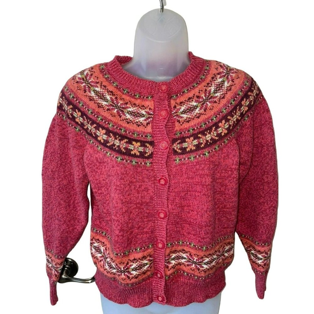 Tiara Ladies Beautiful Bold Cardigan Button Front Sweater Size Small